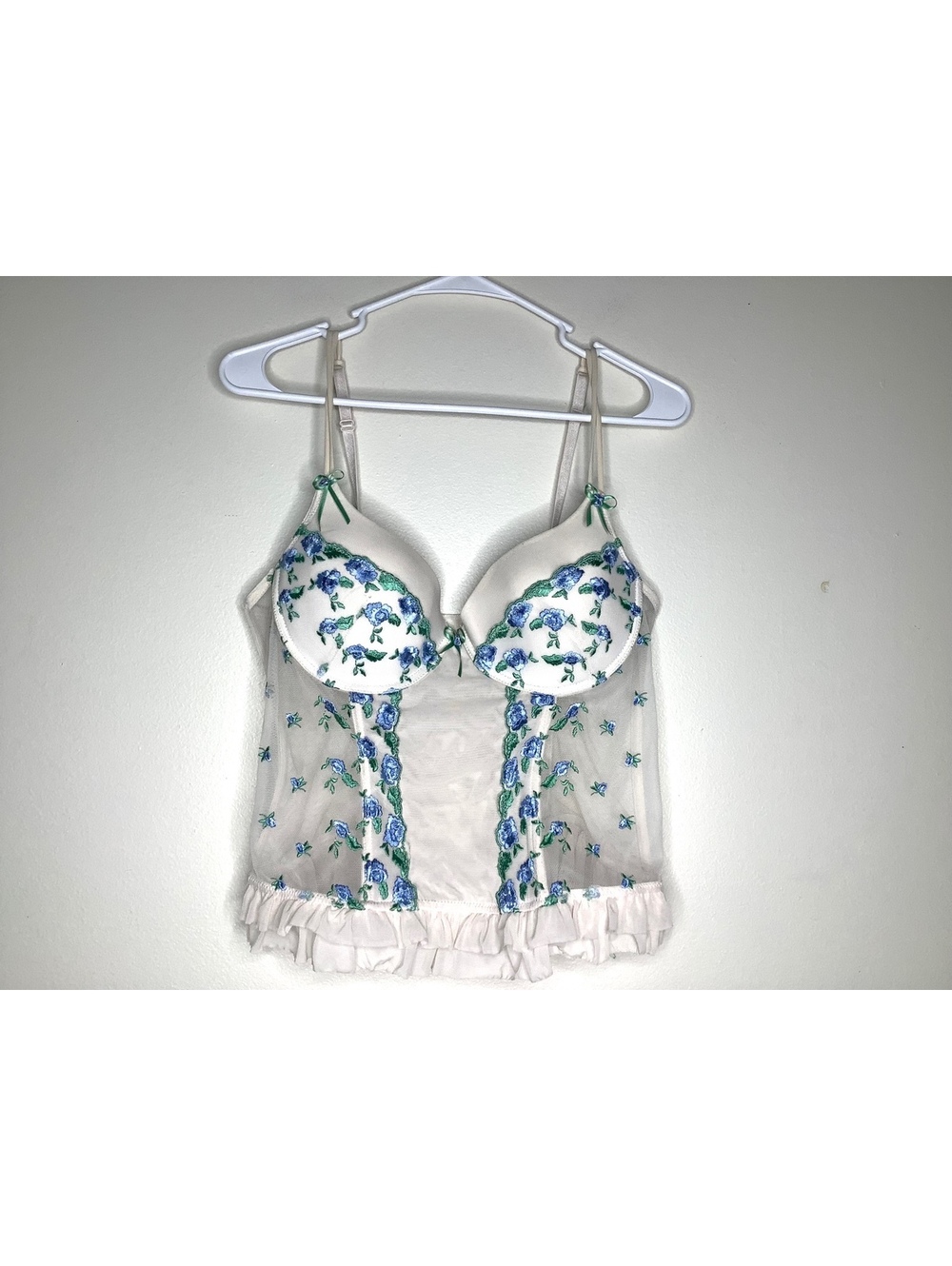 Sophie B. Floral Mesh Corset Bustier Top Size Large